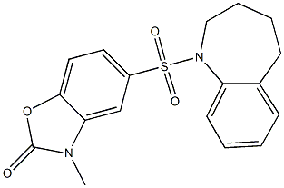 3-methyl-5-(2,3,4,5-tetrahydro-1-benzazepin-1-ylsulfonyl)-1,3-benzoxazol-2-one Struktur