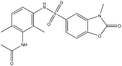 N-[2,6-dimethyl-3-[(3-methyl-2-oxo-1,3-benzoxazol-5-yl)sulfonylamino]phenyl]acetamide Struktur