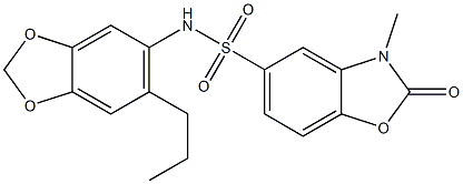 3-methyl-2-oxo-N-(6-propyl-1,3-benzodioxol-5-yl)-1,3-benzoxazole-5-sulfonamide Struktur