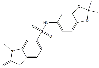 N-(2,2-dimethyl-1,3-benzodioxol-5-yl)-3-methyl-2-oxo-1,3-benzoxazole-5-sulfonamide Struktur