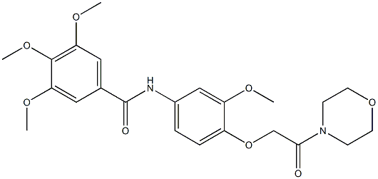 3,4,5-trimethoxy-N-[3-methoxy-4-(2-morpholin-4-yl-2-oxoethoxy)phenyl]benzamide Struktur