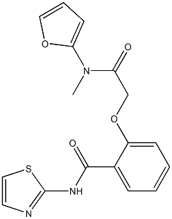 2-[2-(furan-2-ylmethylamino)-2-oxoethoxy]-N-(1,3-thiazol-2-yl)benzamide Struktur