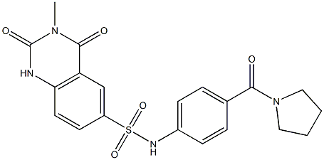 3-methyl-2,4-dioxo-N-[4-(pyrrolidine-1-carbonyl)phenyl]-1H-quinazoline-6-sulfonamide Struktur