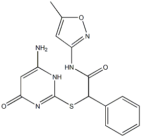 2-[(6-amino-4-oxo-1H-pyrimidin-2-yl)sulfanyl]-N-(5-methyl-1,2-oxazol-3-yl)-2-phenylacetamide Struktur