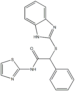 2-(1H-benzimidazol-2-ylsulfanyl)-2-phenyl-N-(1,3-thiazol-2-yl)acetamide Struktur