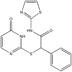 2-[(6-oxo-1H-pyrimidin-2-yl)sulfanyl]-2-phenyl-N-(1,3-thiazol-2-yl)acetamide Struktur