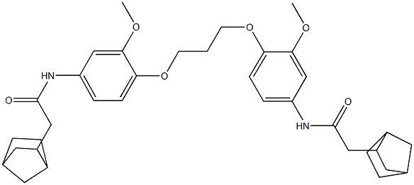 2-(3-bicyclo[2.2.1]heptanyl)-N-[4-[3-[4-[[2-(3-bicyclo[2.2.1]heptanyl)acetyl]amino]-2-methoxyphenoxy]propoxy]-3-methoxyphenyl]acetamide Struktur