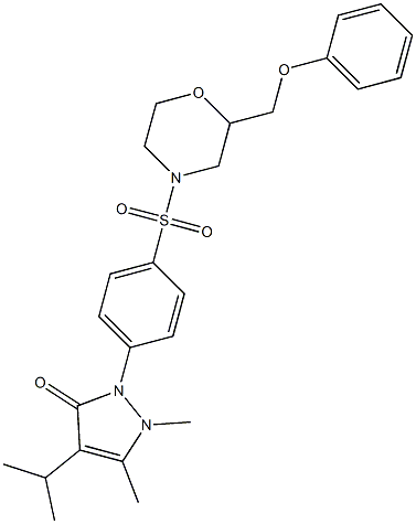 1,5-dimethyl-2-[4-[2-(phenoxymethyl)morpholin-4-yl]sulfonylphenyl]-4-propan-2-ylpyrazol-3-one Struktur