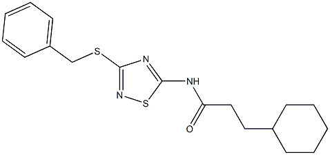 N-(3-benzylsulfanyl-1,2,4-thiadiazol-5-yl)-3-cyclohexylpropanamide Struktur