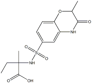 2-methyl-2-[(2-methyl-3-oxo-4H-1,4-benzoxazin-6-yl)sulfonylamino]butanoic acid Struktur