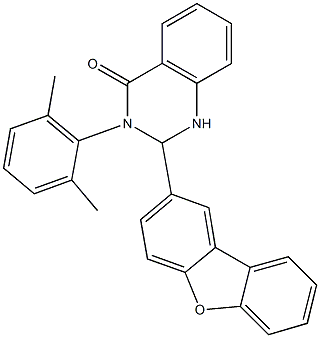 2-dibenzofuran-2-yl-3-(2,6-dimethylphenyl)-1,2-dihydroquinazolin-4-one Struktur