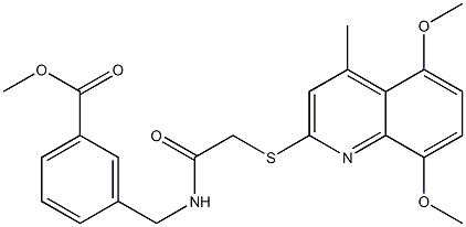 methyl 3-[[[2-(5,8-dimethoxy-4-methylquinolin-2-yl)sulfanylacetyl]amino]methyl]benzoate Struktur