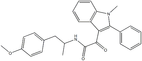 N-[1-(4-methoxyphenyl)propan-2-yl]-2-(1-methyl-2-phenylindol-3-yl)-2-oxoacetamide Struktur