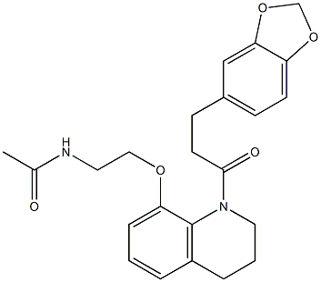 N-[2-[[1-[3-(1,3-benzodioxol-5-yl)propanoyl]-3,4-dihydro-2H-quinolin-8-yl]oxy]ethyl]acetamide Struktur