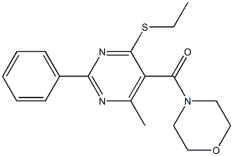 (4-ethylsulfanyl-6-methyl-2-phenylpyrimidin-5-yl)-morpholin-4-ylmethanone Struktur