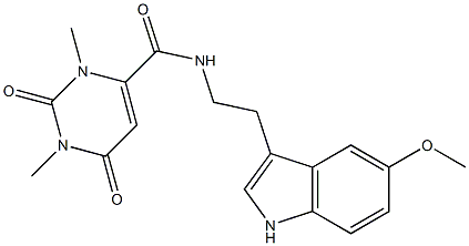 N-[2-(5-methoxy-1H-indol-3-yl)ethyl]-1,3-dimethyl-2,6-dioxopyrimidine-4-carboxamide Struktur