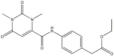 ethyl 2-[4-[(1,3-dimethyl-2,6-dioxopyrimidine-4-carbonyl)amino]phenyl]acetate Struktur