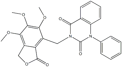 1-phenyl-3-[(5,6,7-trimethoxy-3-oxo-1H-2-benzofuran-4-yl)methyl]quinazoline-2,4-dione Struktur