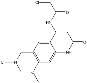 N-[[2-acetamido-5-[(chloromethylamino)methyl]-4-methoxyphenyl]methyl]-2-chloroacetamide Struktur