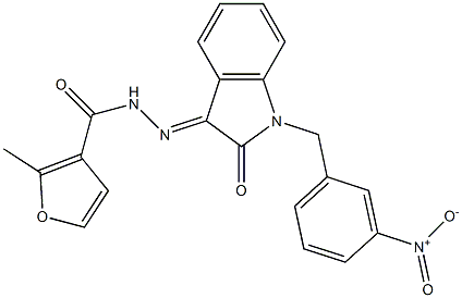 2-methyl-N-[(E)-[1-[(3-nitrophenyl)methyl]-2-oxoindol-3-ylidene]amino]furan-3-carboxamide Struktur