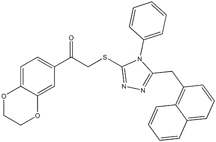 1-(2,3-dihydro-1,4-benzodioxin-6-yl)-2-[[5-(naphthalen-1-ylmethyl)-4-phenyl-1,2,4-triazol-3-yl]sulfanyl]ethanone Struktur