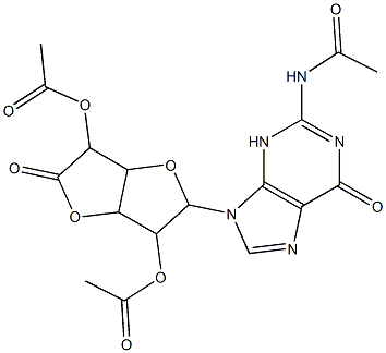 [2-(2-acetamido-6-oxo-3H-purin-9-yl)-6-acetyloxy-5-oxo-3,3a,6,6a-tetrahydro-2H-furo[3,2-b]furan-3-yl] acetate Struktur