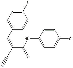 (Z)-N-(4-chlorophenyl)-2-cyano-3-(4-fluorophenyl)prop-2-enamide Struktur