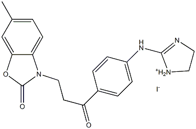 2(3H)-Benzoxazolone,3-[3-[4-[(4,5-dihydro-1H-imidazol-2-yl)amino]phenyl]-3-oxopropyl]-6-methyl-,hydriodide (1:1) Struktur