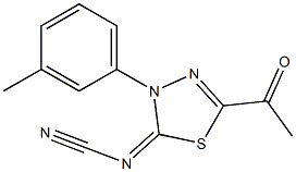 2-Acetyl-5-cyanimino-4,5-dihydro-4-(3-methylphenyl)-1,3,4-thiadiazole Struktur