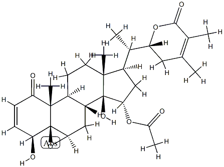 [22R,(+)]-15α-Acetyloxy-5,6β-epoxy-4β,14β,22-trihydroxy-1-oxo-5β-ergosta-2,24-diene-26-oic acid 26,22-lactone Struktur