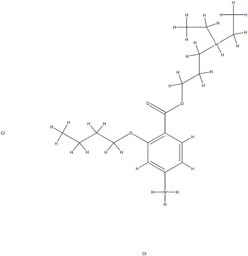 Benzoic acid,4-amino-2-butoxy-, 3-(diethylamino)propyl ester, hydrochloride (1:2) Struktur