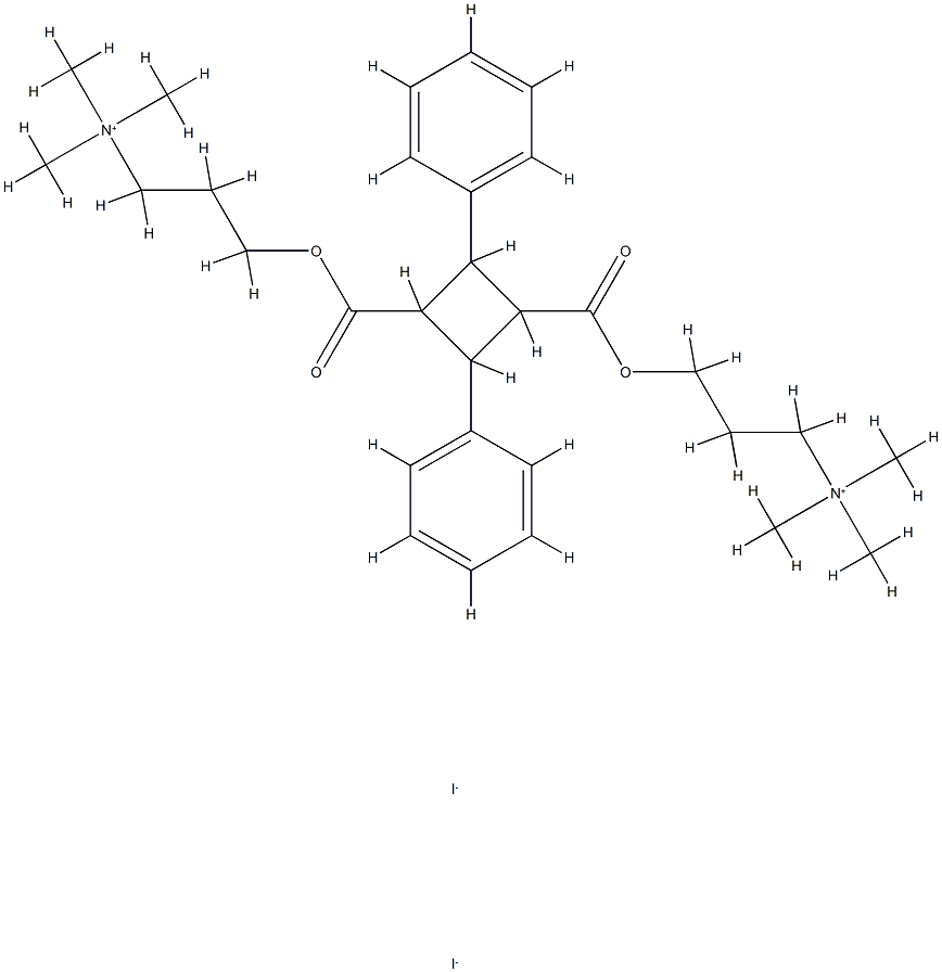 1-Propanaminium,3,3'-[(2,4-diphenyl-1,3-cyclobutanediyl)bis(carbonyloxy)]bis[N,N,N-trimethyl-,diiodide, (1a,2a,3b,4b)- (9CI) Struktur