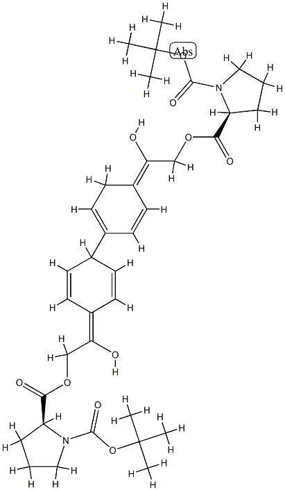 1,2-Pyrrolidinedicarboxylic acid, 2,2'-[[1,1'-biphenyl]-4,4'-diylbis(2-oxo-2,1-ethanediyl)] bis[1-(1,1-dimethylethyl)] ester, (2S)- Struktur