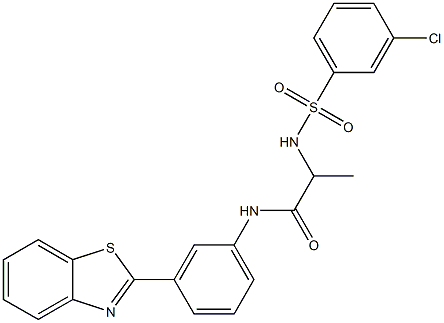 N-[3-(1,3-benzothiazol-2-yl)phenyl]-2-{[(3-chlorophenyl)sulfonyl]amino}propanamide Struktur