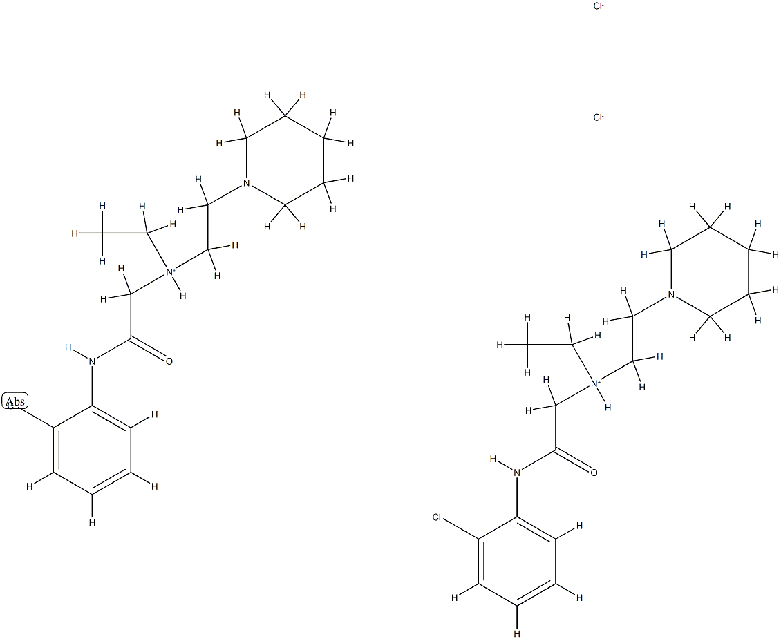 (2-chlorophenyl)carbamoylmethyl-ethyl-[2-(3,4,5,6-tetrahydro-2H-pyridi n-1-yl)ethyl]azanium dichloride Struktur