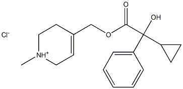 Benzeneacetic acid, a-cyclopropyl-a-hydroxy-,(1,2,3,6-tetrahydro-1-methyl-4-pyridinyl)methyl ester, hydrochloride (1:1) Struktur