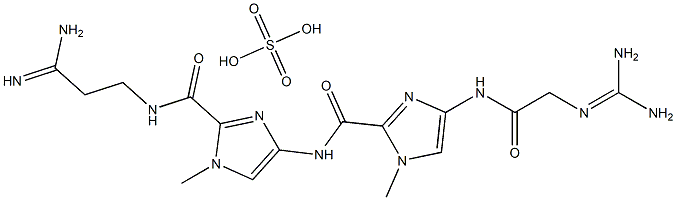 4-((((Aminoiminomethyl)amino)acetyl)amino)-N-(2-(((3-amino-3-iminoprop yl)amino)carbonyl)-1-methyl-1H-imidazol-4-yl)-1-methyl-1H-imidazole-2- carboxamide sulfate (1:1) Struktur