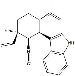 (+)-3-[(1S)-3β-Ethenyl-2β-isocyano-3-methyl-6α-(1-methylethenyl)cyclohexane-1β-yl]-1H-indole Struktur