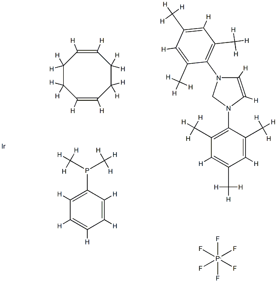 (DiMethylphenylphosphine)(1,5-cyclooctadiene)[1,3-bis(2,4,6-triMethylphenyl)iMidazol-2-ylidene]iridiuM(I) hexafluorophosphate, Min. 98% Struktur