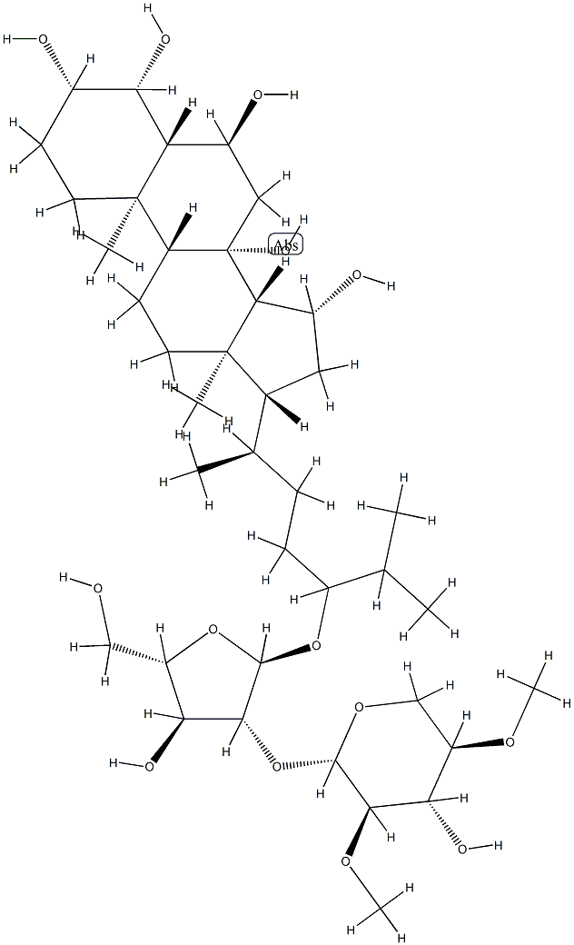 24-[[2-O-(2-O,4-O-Dimethyl-β-D-xylopyranosyl)-α-L-arabinofuranosyl]oxy]-5α-cholestane-3β,4β,6α,8,15β-pentaol Struktur