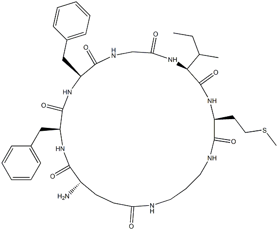 substance P, cyclo(H-Glu-Phe-Phe-Gly-Leu-Met-NH(CH2)3-NH-) Struktur