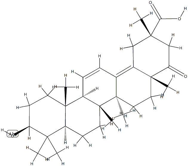 3β-Hydroxy-22-oxooleana-11,13(18)-dien-29-oic acid Struktur