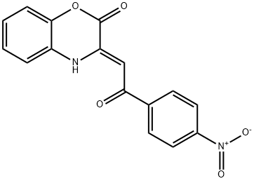 3-(2-{4-nitrophenyl}-2-oxoethylidene)-3,4-dihydro-2H-1,4-benzoxazin-2-one Struktur