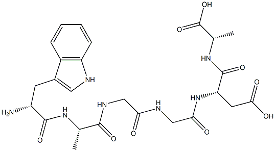 (3S)-3-[[2-[[2-[[(2S)-2-[[(2R)-2-amino-3-(1H-indol-3-yl)propanoyl]amin o]propanoyl]amino]acetyl]amino]acetyl]amino]-3-[[(1S)-1-carboxyethyl]c arbamoyl]propanoic acid Struktur