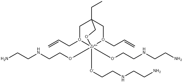 Zirconium, tris2-(2-aminoethyl)aminoethanolato-.kappa.O2,2-bis(2-propenyloxy-.kappa.O)methyl-1-butanolato-.kappa.O-, (OC-6-22)- Struktur