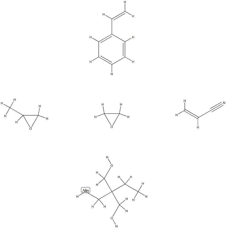 2-Propenenitrile, polymer with ethenylbenzene, 2-ethyl-2-(hydroxymethyl)-1,3-propanediol, methyloxirane and oxirane Struktur