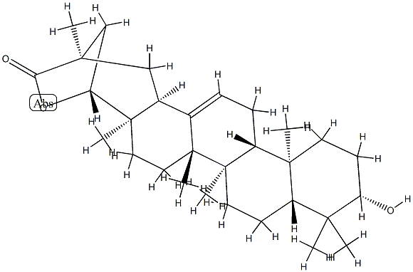 3β,22β-Dihydroxyolean-12-en-30-oic acid γ-lactone Struktur