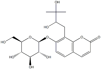 8-(2,3-Dihydroxy-3-methylbutyl)-7-(β-D-glucopyranosyloxy)-2H-1-benzopyran-2-one Struktur