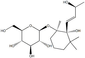 [(1R)-1α,3,3-Trimethyl-2α-hydroxy-2-[(1E,3S)-3-hydroxy-1-butenyl]cyclohexan-1β-yl]β-D-glucopyranoside Struktur