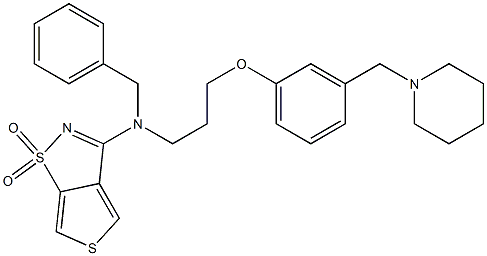 Thieno(3,4-d)isothiazol-3-amine, N-(phenylmethyl)-N-(3-(3-(1-piperidin ylmethyl)phenoxy)propyl)-, 1,1-dioxide Struktur